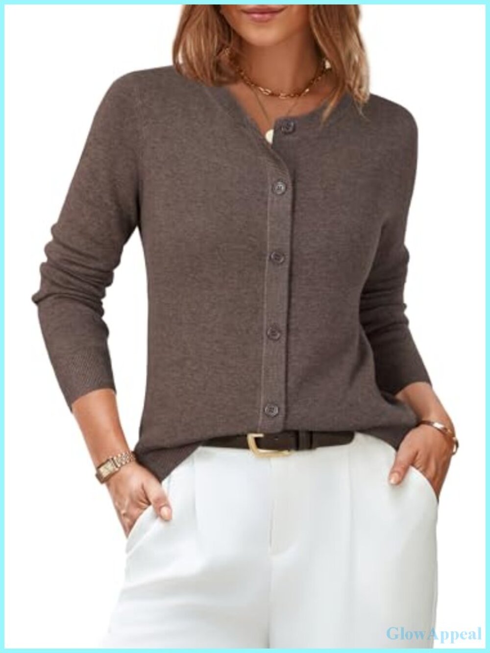 Wool Blend Business Casual Cardigan Sweater Button Down Long Sleeve